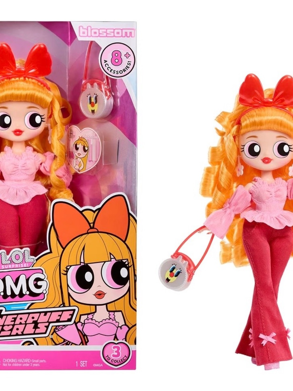 LOL Surprise OMG Powerpuff Girls Blossom Doll in Pink Outfit with Red Bow